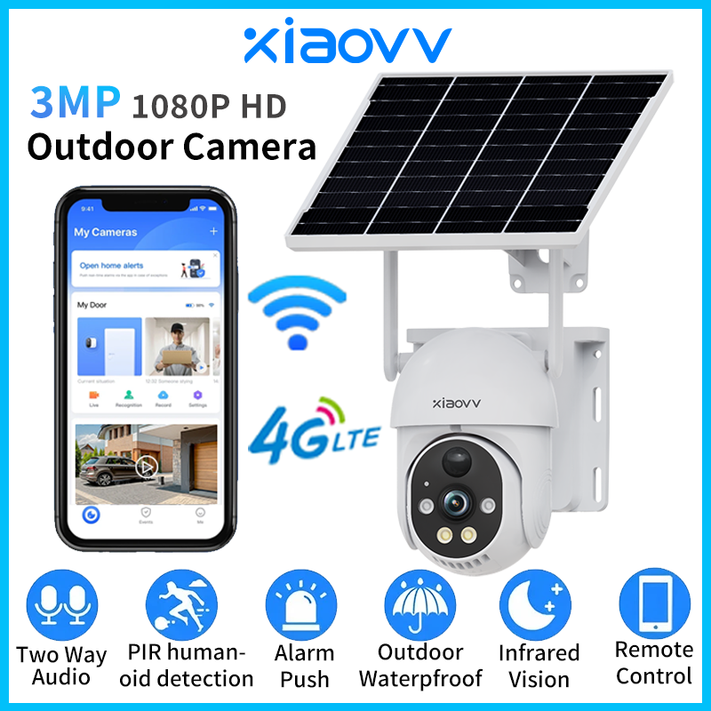 Home Security Outdoor Camera System - XIAOVV Solar camera wireless 4G WiFi