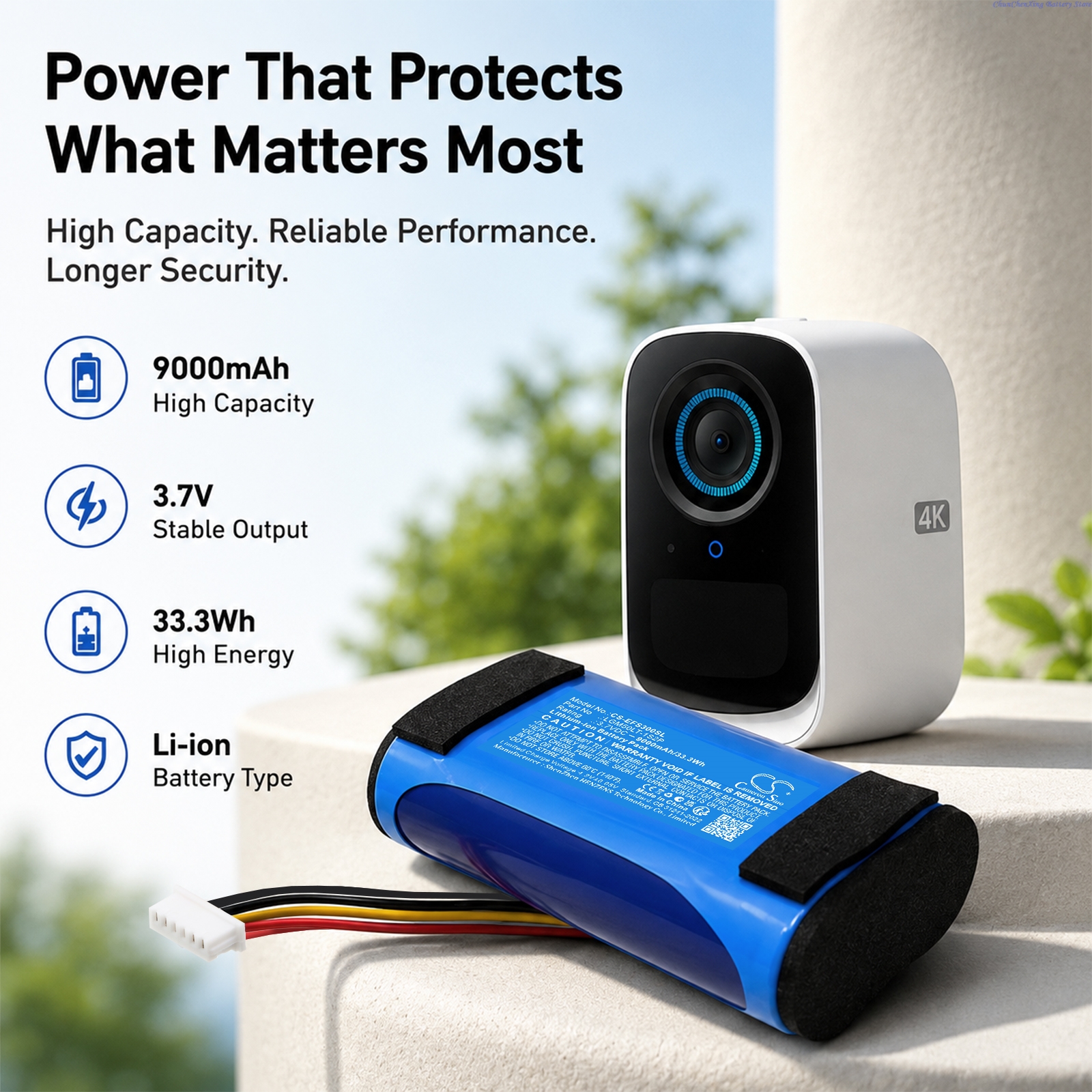 Home Security Eufy - 3.7V 9000mAh/10000mAh Replacement Home Security Camera