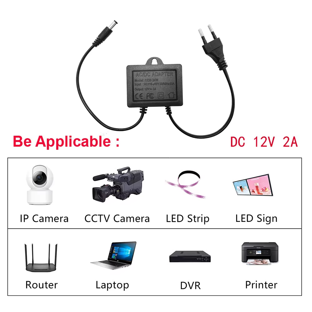 Home Security Outdoor Cameras - Outdoor waterproof Power Adapter DC 12V