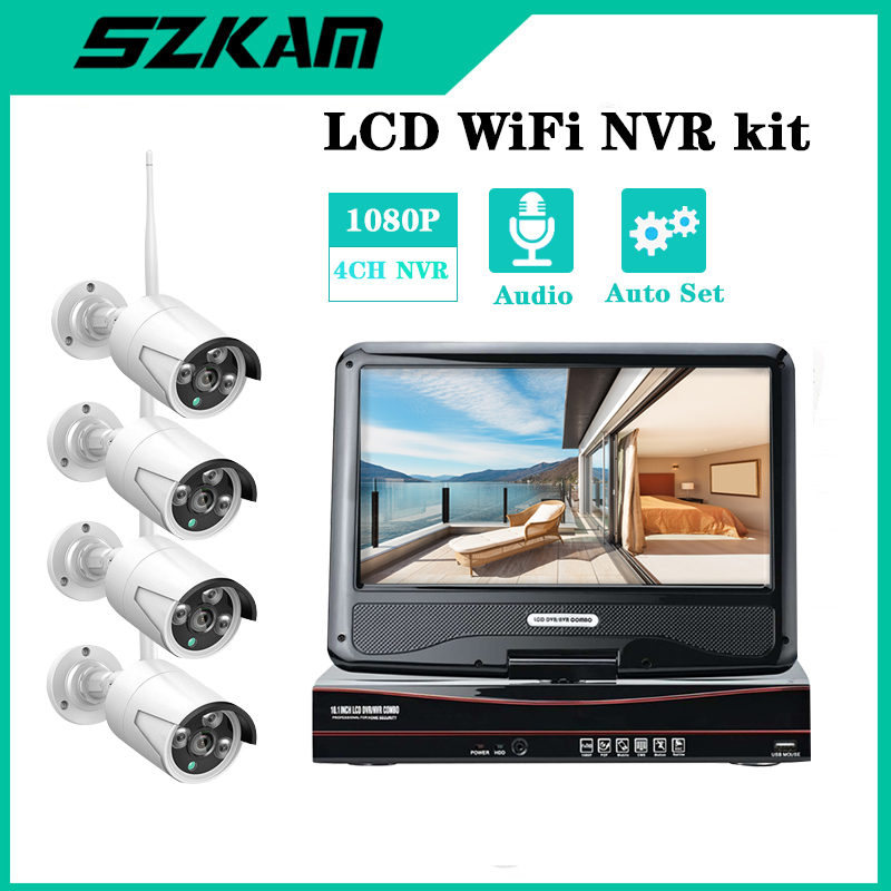 Home Security Systems With Cameras - Wireless 4CH Nvr Kit 10' LCD