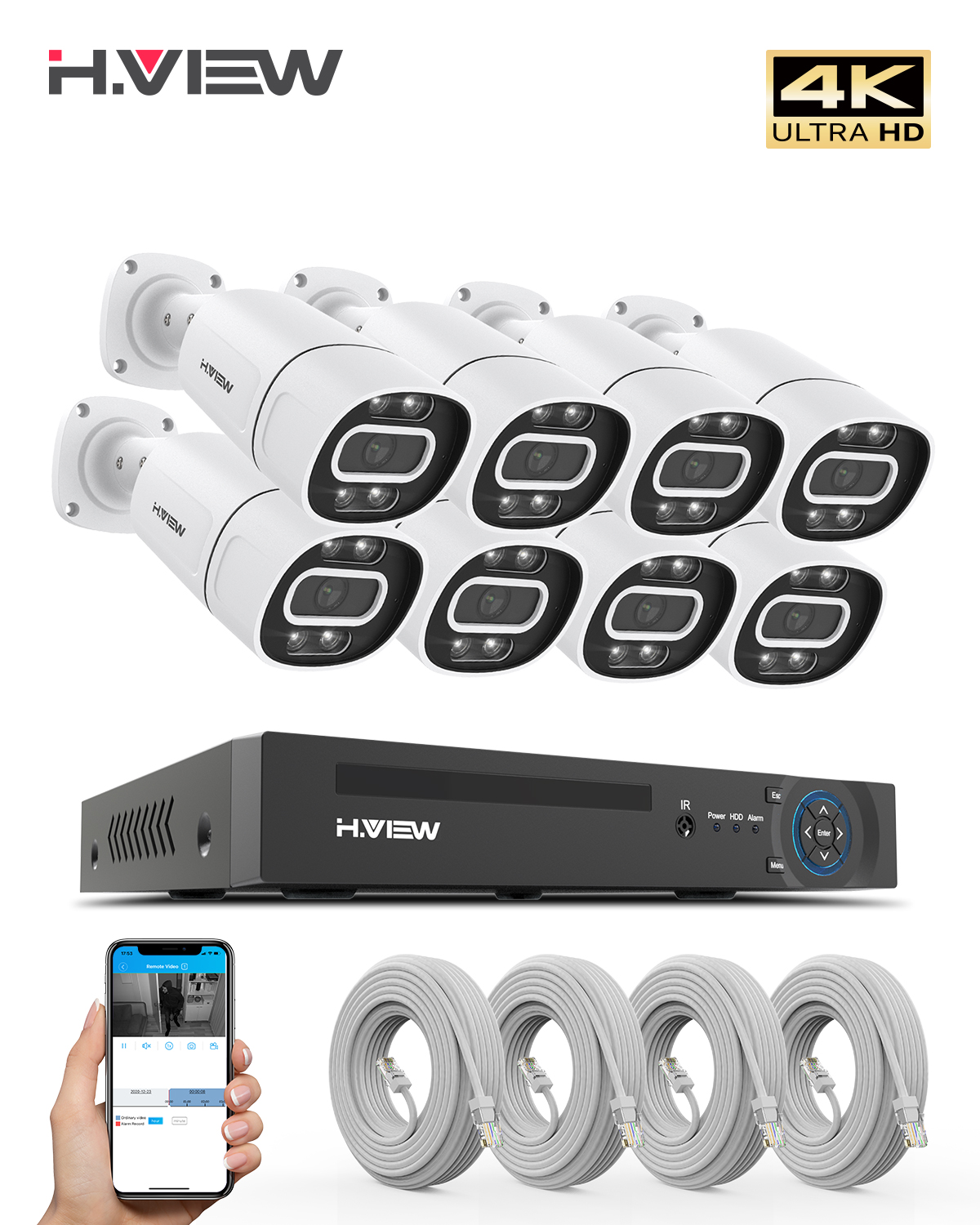 Home Security Kit - H.View 4K 5Mp 8Mp poe Cctv