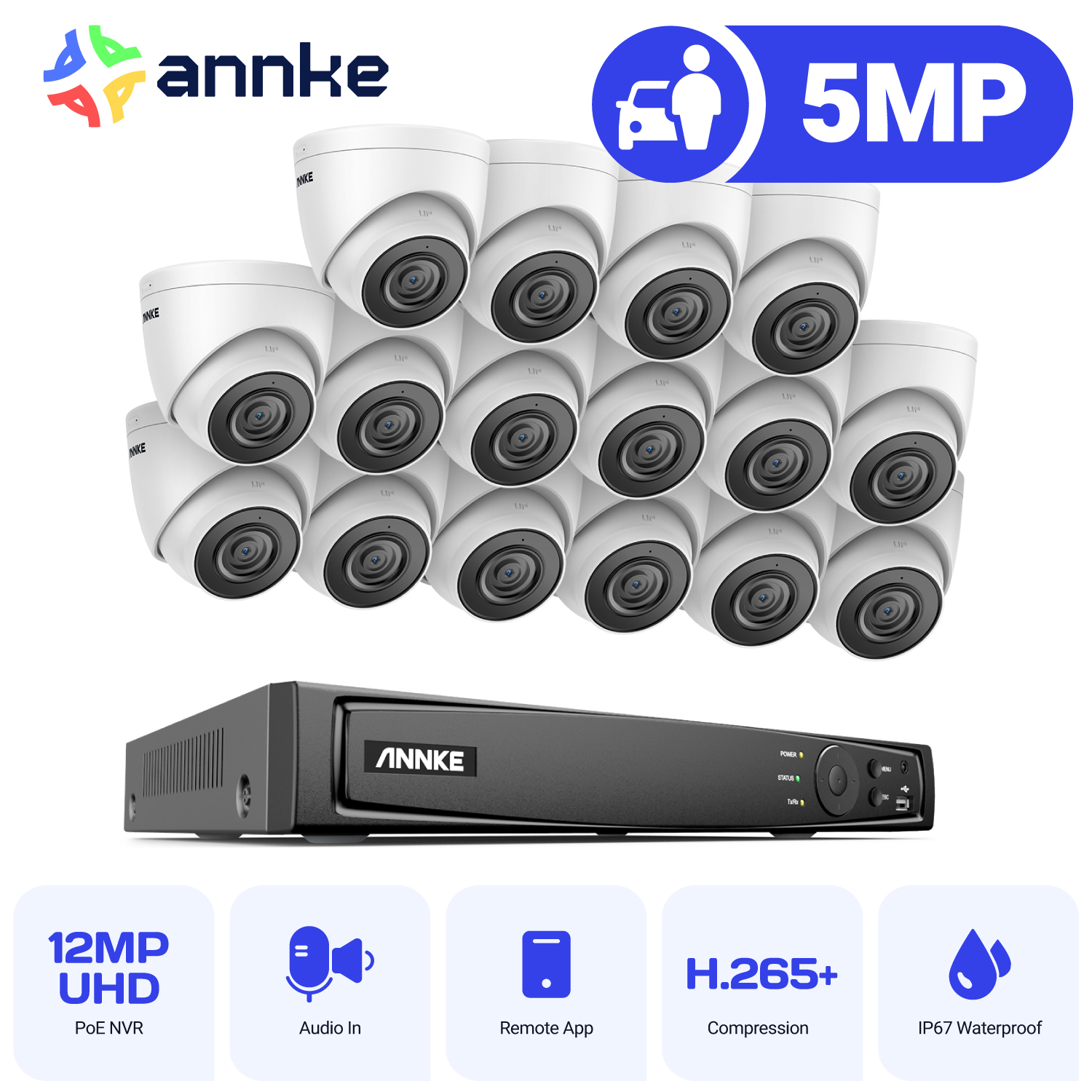 Home Security Outdoor Camera System - ANNKE 5MP POE Video Surveillance System