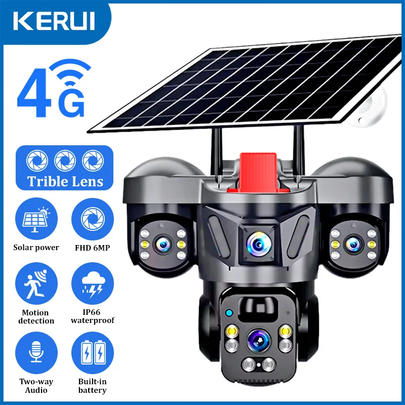 Home Security No Wifi - KERUI Outdoor PTZ 6MP 4G SIM