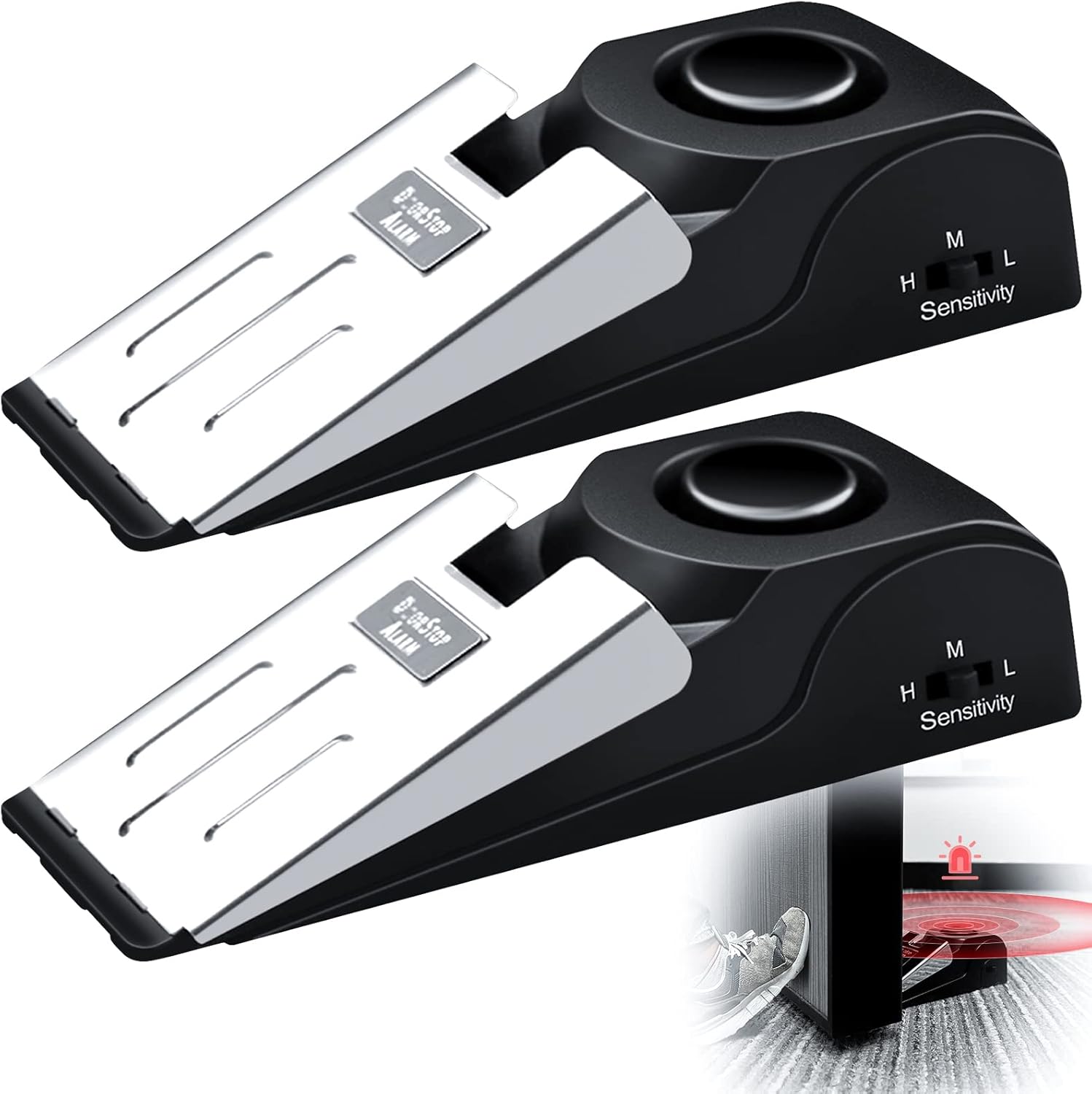 Door Wedge Alarm - 1/2Pcs Portable Travel 120 DB Siren