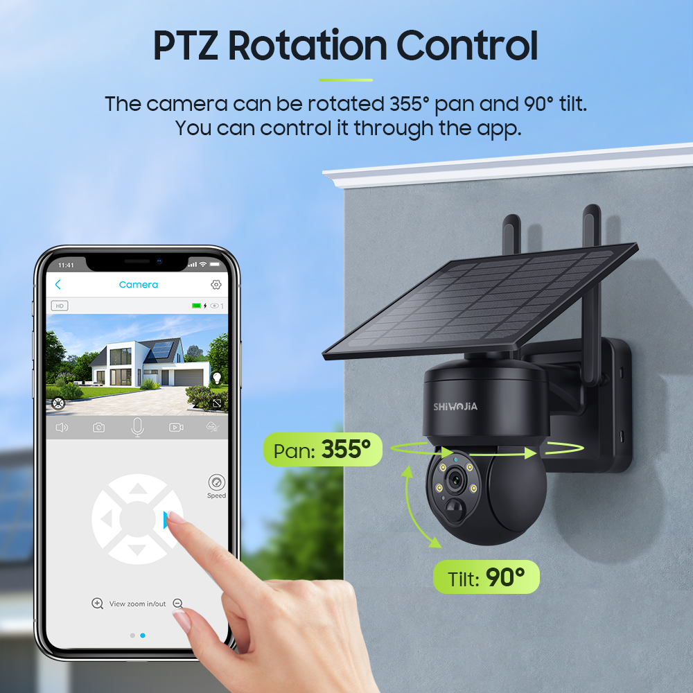 SHIWOJIA WIFI Wireless PTZ Sol - Home Security Outdoor Camera System บทวิจารณ์และราคา