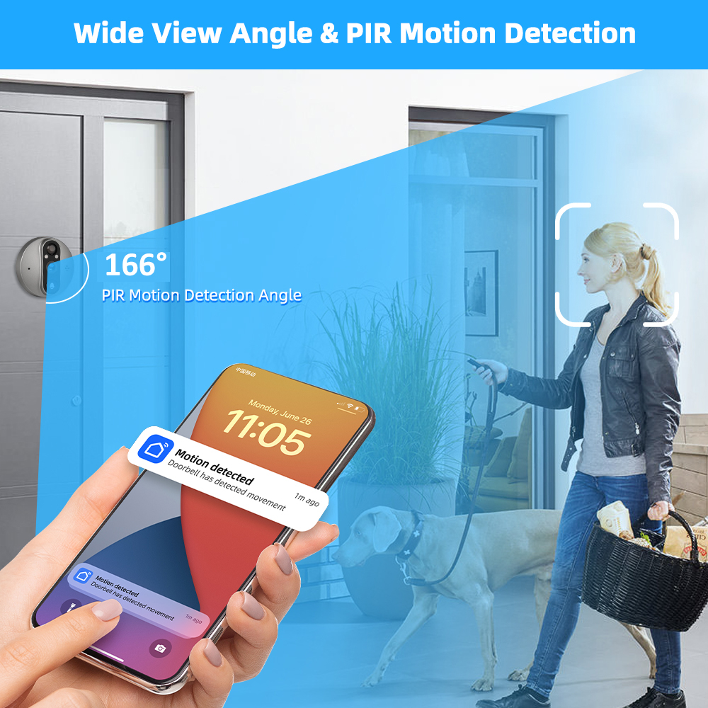 3MP WiFi Smart Tuya Peephole 5 - Home Security Camera Installation บทวิจารณ์และราคา