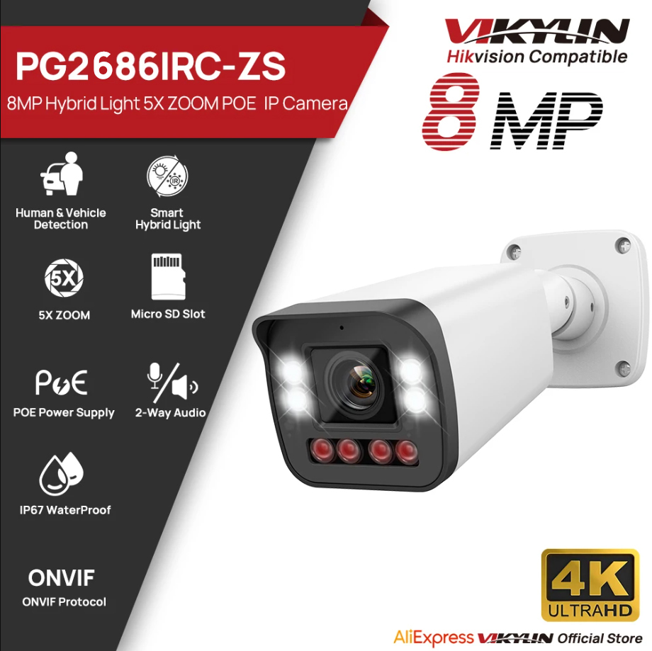 VIKYLIN 8MP 5X Zoom Bullet IP  - Home Security Hikvision บทวิจารณ์และราคา