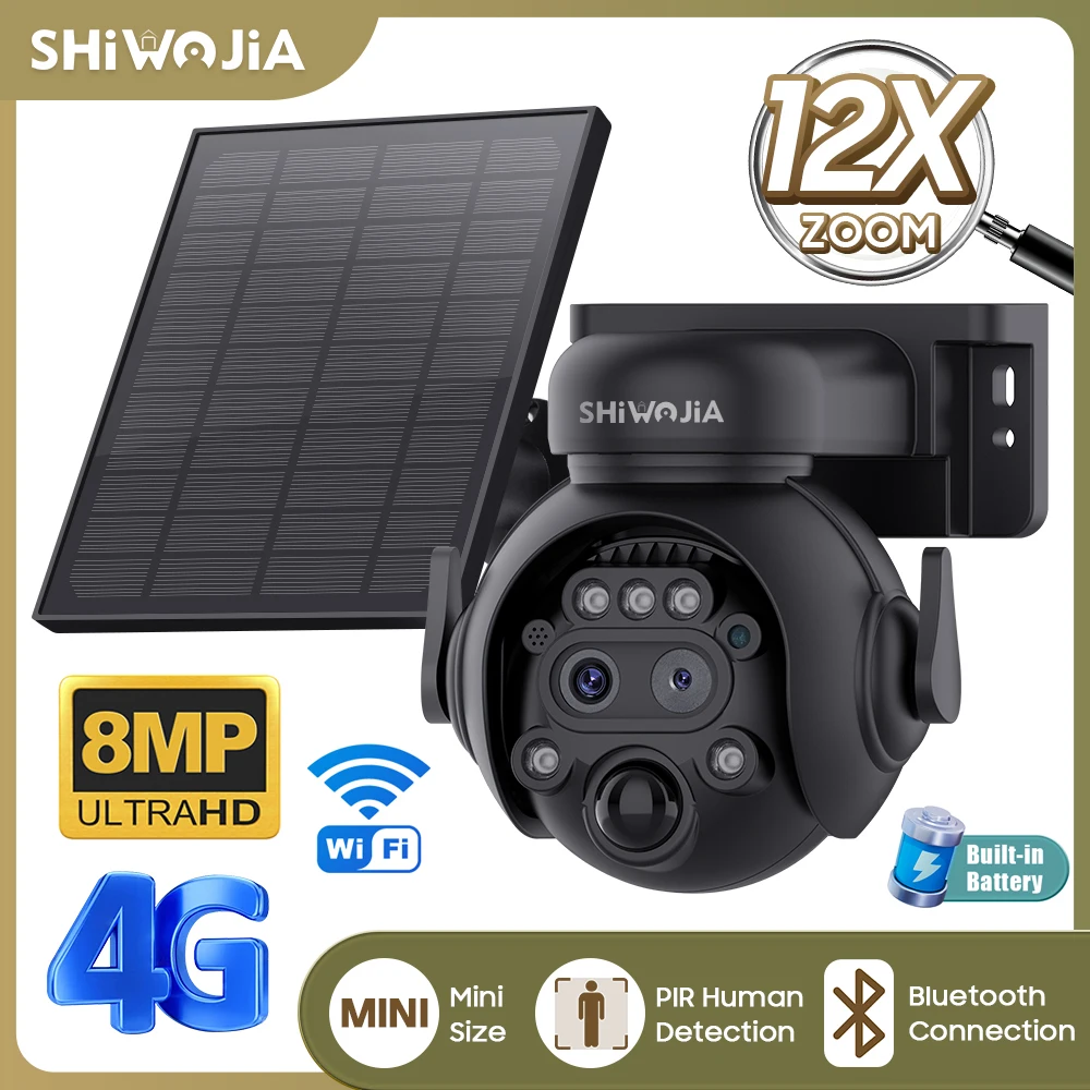 SHIWOJIA 12X Zoom 4G LTE Solar - Home Security Outdoor Camera System บทวิจารณ์และราคา