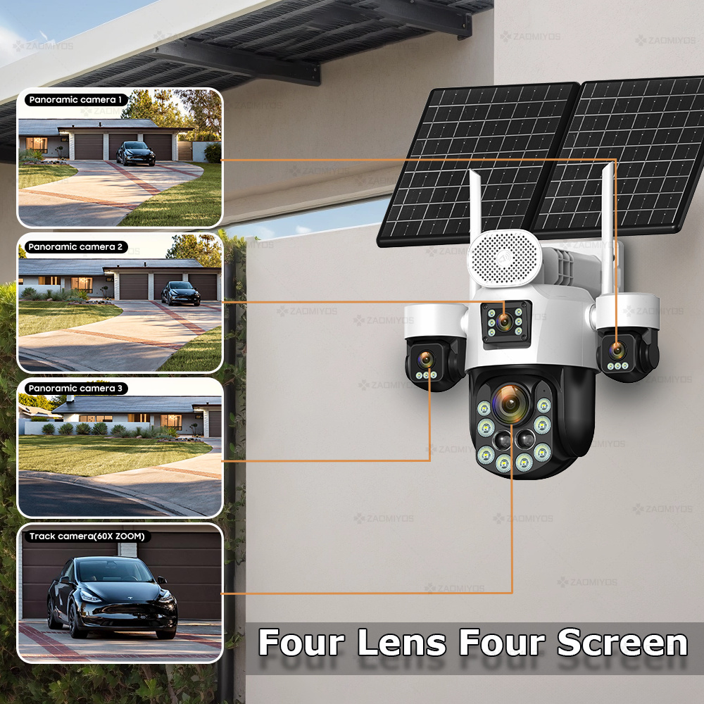 4 Lens Outdoor 360° Surveillan - Home Security Outdoor Camera System บทวิจารณ์และราคา