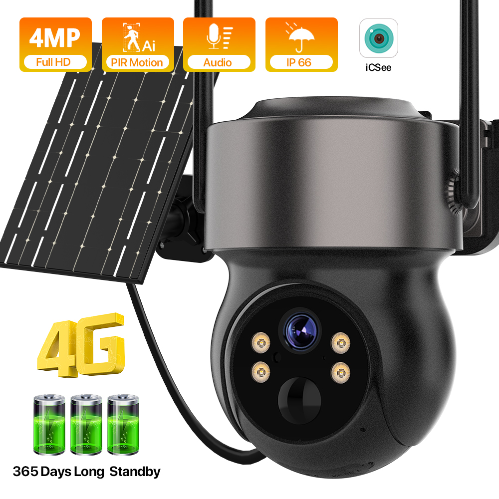 4MP 4G SIM Solar Battery Power - Home Security Outdoor Camera System บทวิจารณ์และราคา