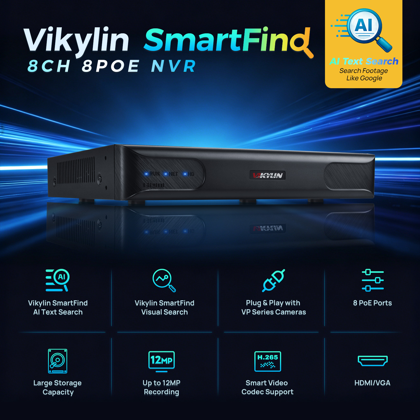 Vikylin 4K NVR UP to 12MP 8CH  - Home Security Systems With Cameras บทวิจารณ์และราคา