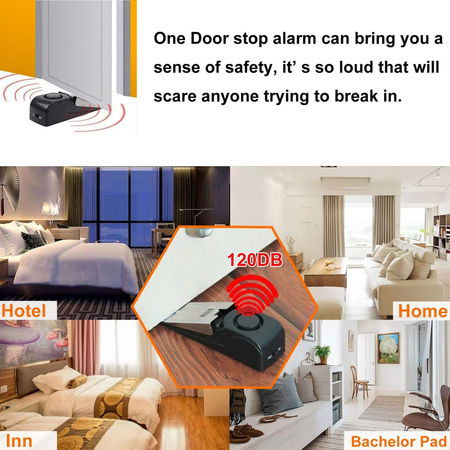 120db Wireless Stainless Steel - Door Wedge Alarm บทวิจารณ์และราคา
