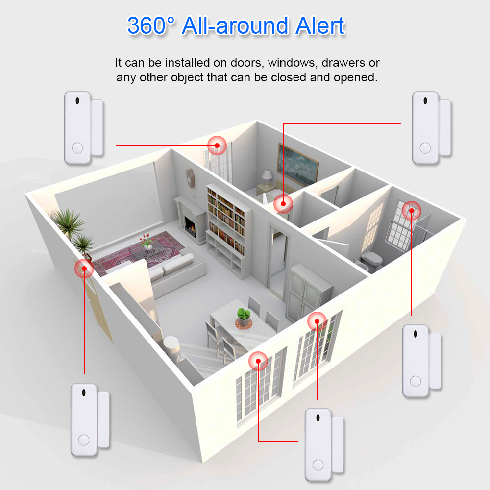 TAIBOAN 433MHz Door Sensor Wir - Door Wedge Alarm บทวิจารณ์และราคา