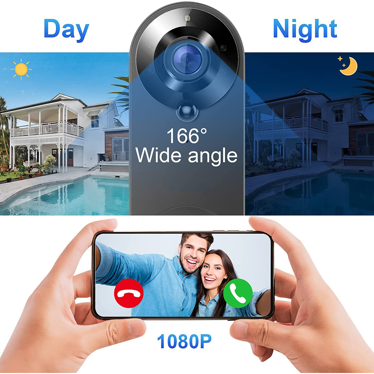 5G 2.4G WiFi Video Doorbell 10 - Home Security Camera Installation บทวิจารณ์และราคา