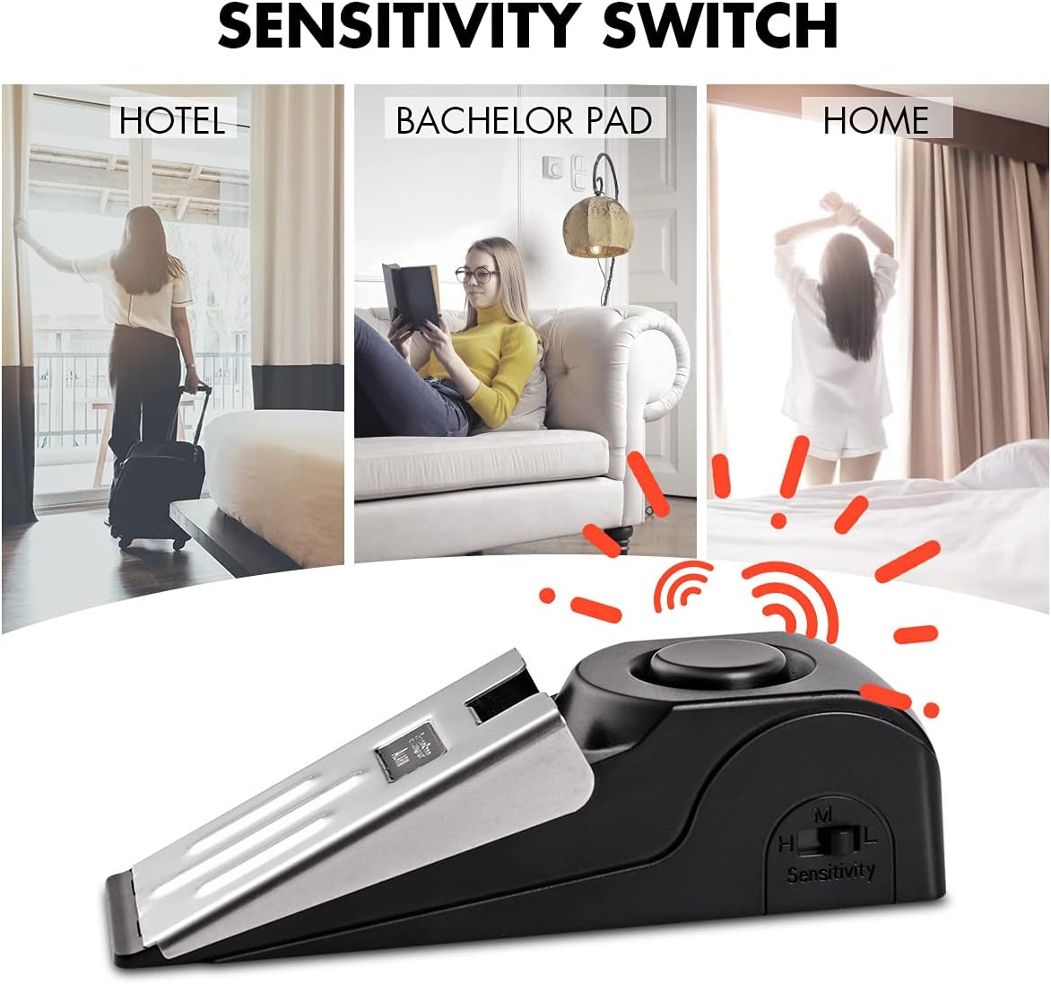 1/2Pcs Portable Travel 120 DB  - Door Wedge Alarm บทวิจารณ์และราคา