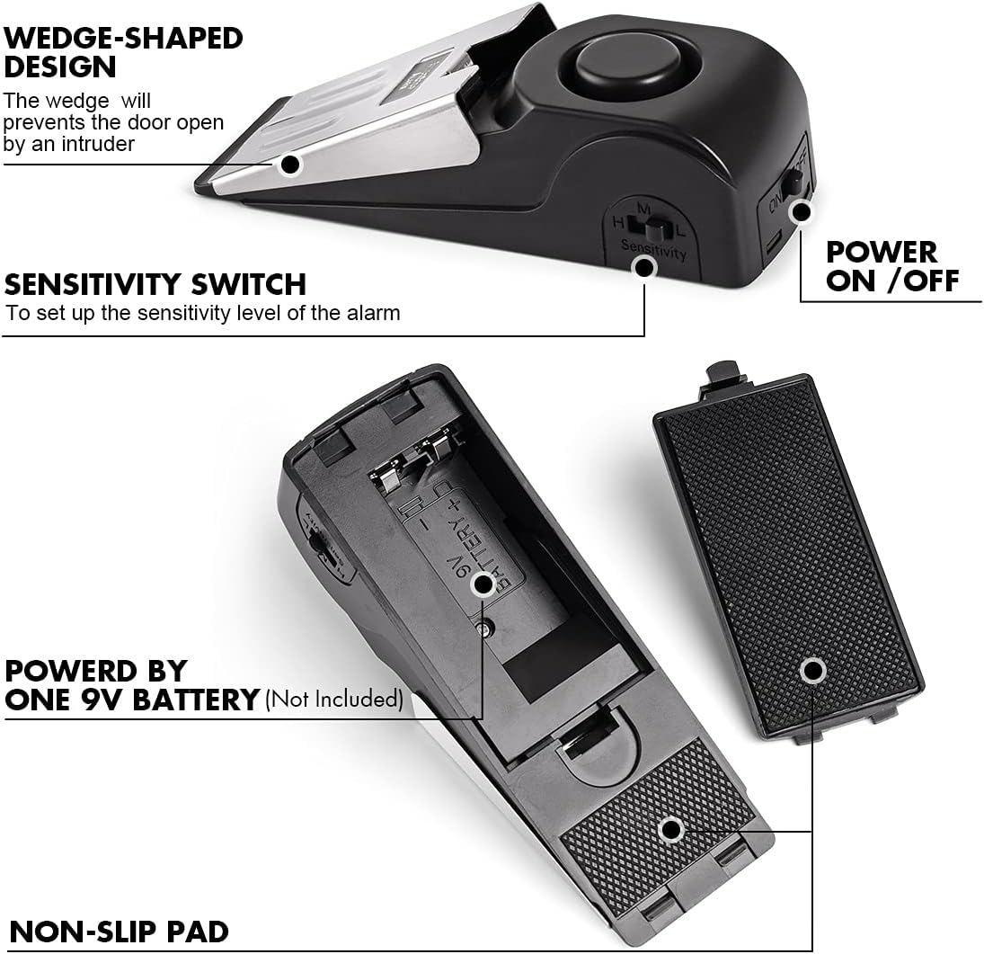 1/2Pcs Portable Travel 120 DB  - Door Wedge Alarm บทวิจารณ์และราคา
