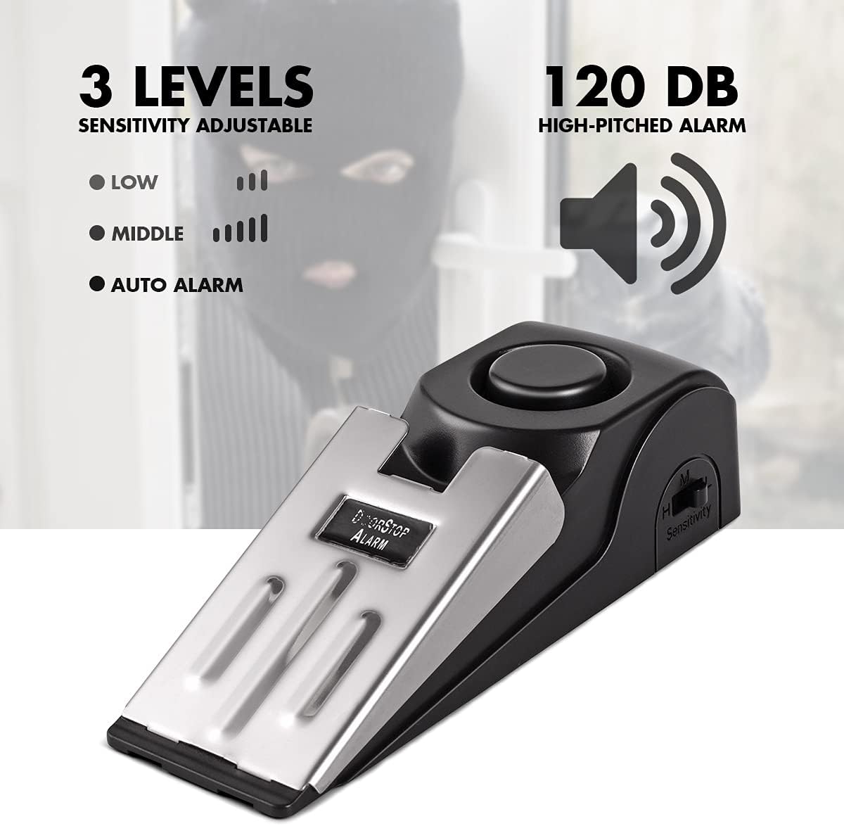 1/2Pcs Portable Travel 120 DB  - Door Wedge Alarm บทวิจารณ์และราคา